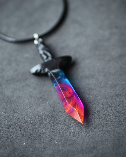 Epoxy resin and wood Nightfall Sword pendant