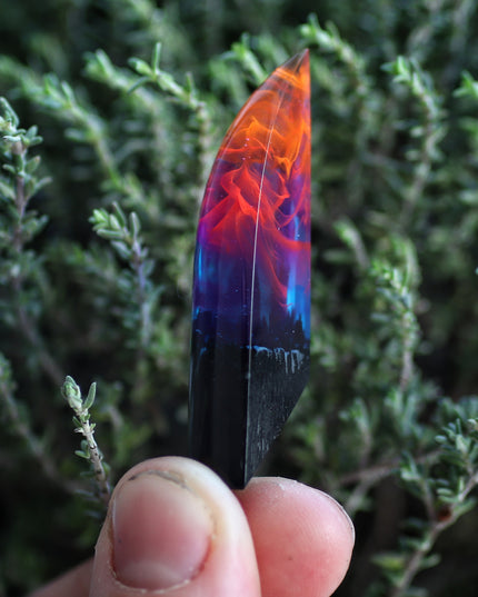 Epoxy resin and wood Nightfall Fang pendant
