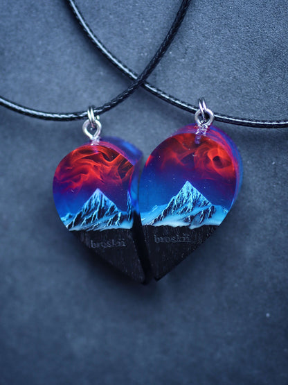 Couple heart Nightfall Mountain pendant