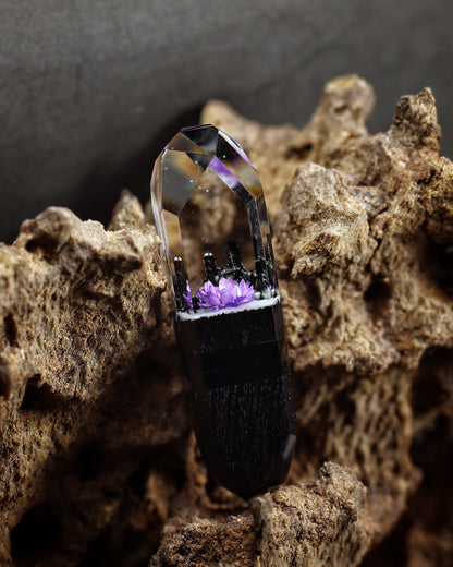 Epoxy resin and wood Purple flower Crystal USB