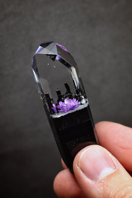 Epoxy resin and wood Purple flower Crystal USB