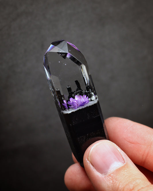 Epoxy resin and wood Purple flower Crystal USB