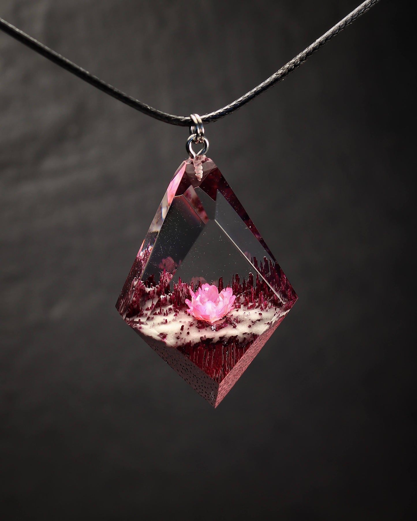 PInk Glixia Amaranth wood Rhombus Pendant
