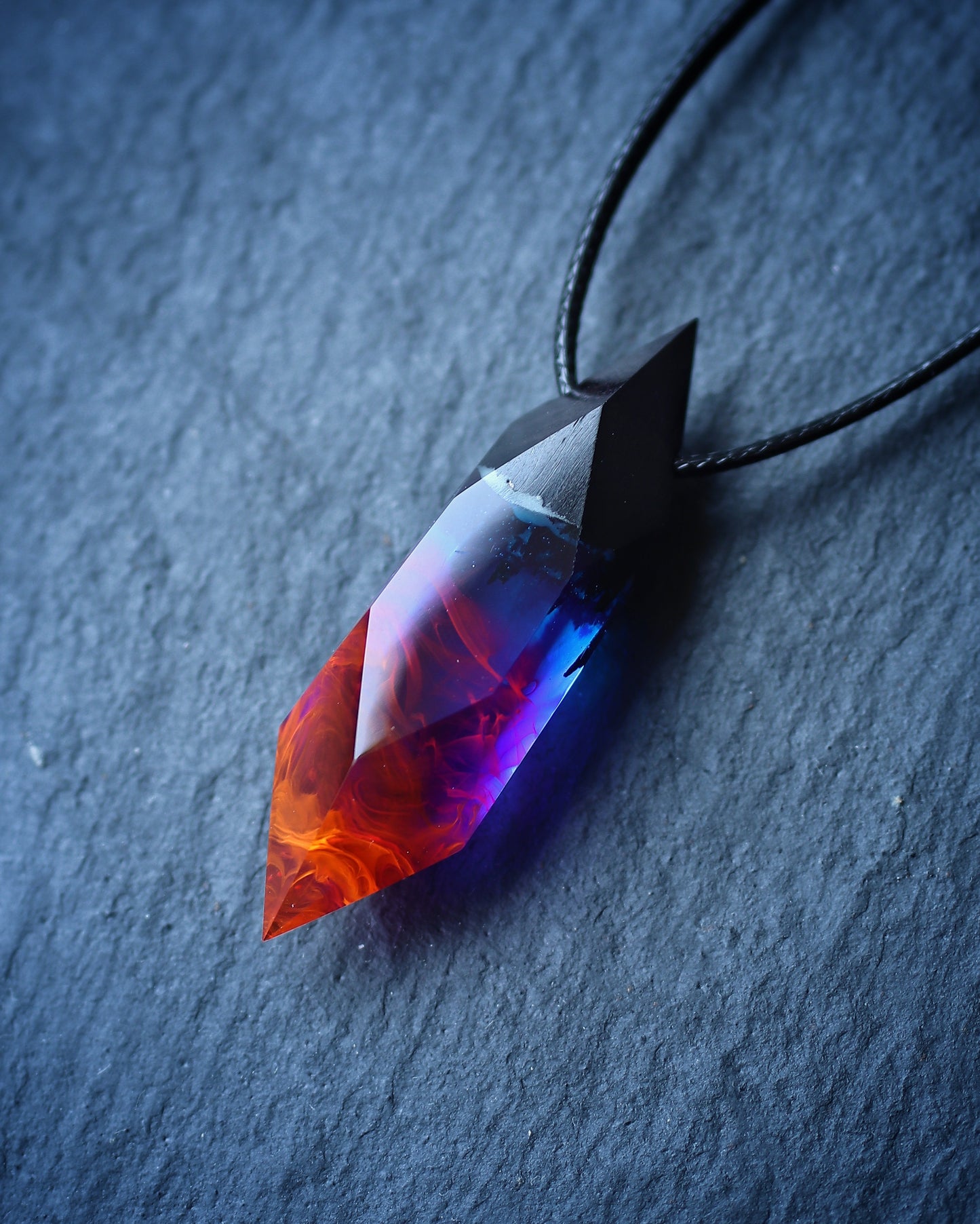 Epoxy resin and wood Nightfall Crystal pendant 2