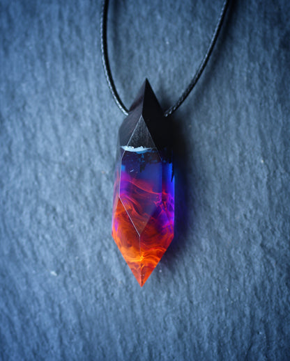 Epoxy resin and wood Nightfall Crystal pendant 2