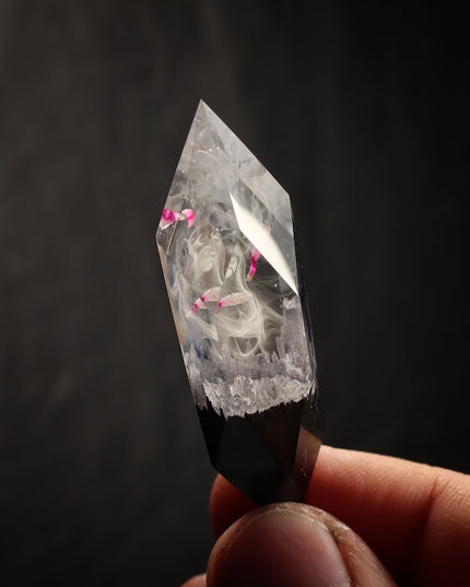 Epoxy resin and wood White Crystal pendant