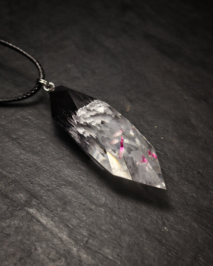 Epoxy resin and wood White Crystal pendant