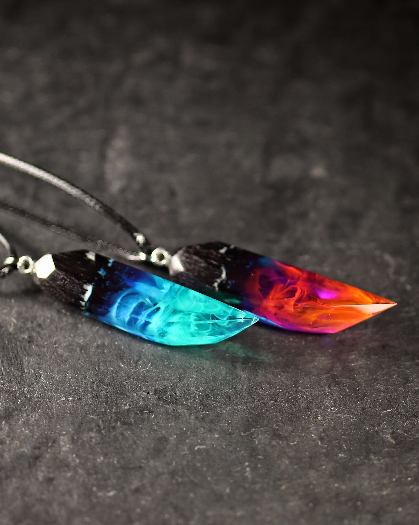 Couple Nightfall & Northern lights faceted pendant