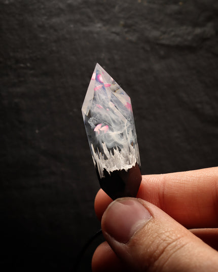 Epoxy resin and wood White Crystal pendant