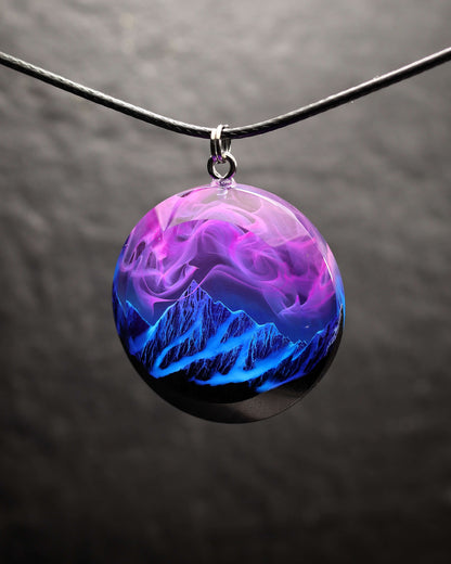 Nightfall Mountain Round Faceted pendant