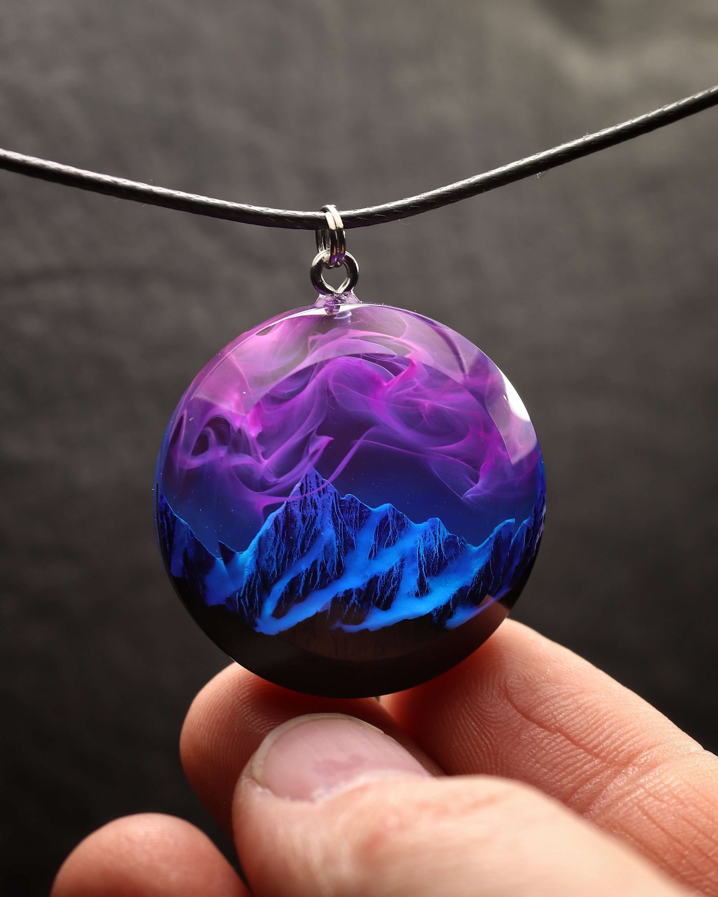 Nightfall Mountain Round Faceted pendant