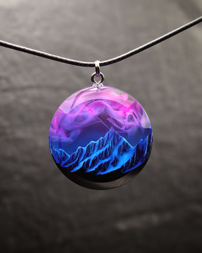 Nightfall Mountain Round Faceted pendant