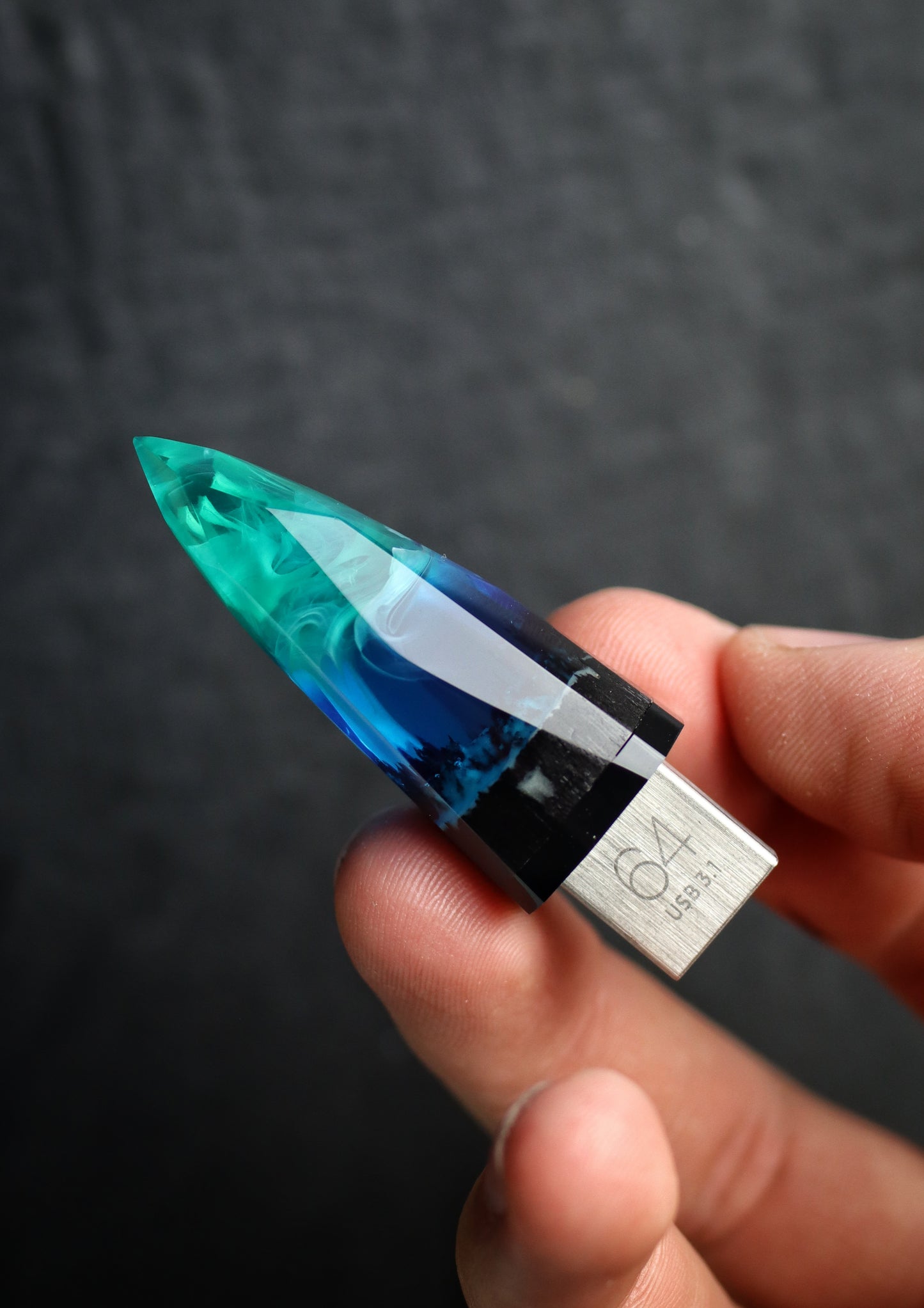 Epoxy resin and wood Northern lights Crystal USB