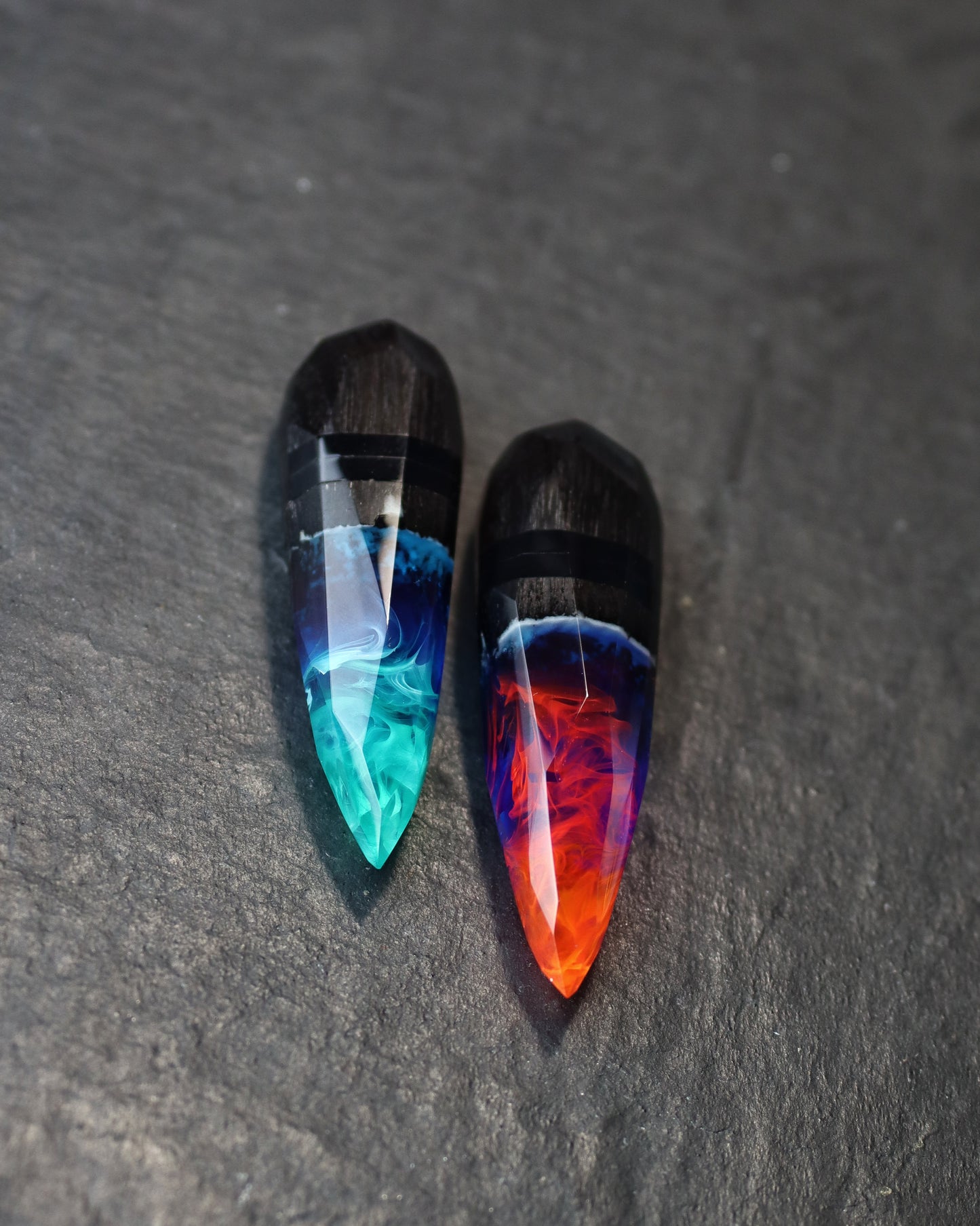 Epoxy resin and wood Northern lights Crystal USB