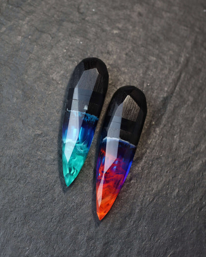 Handmade wood resin USB stick with northern lights effect