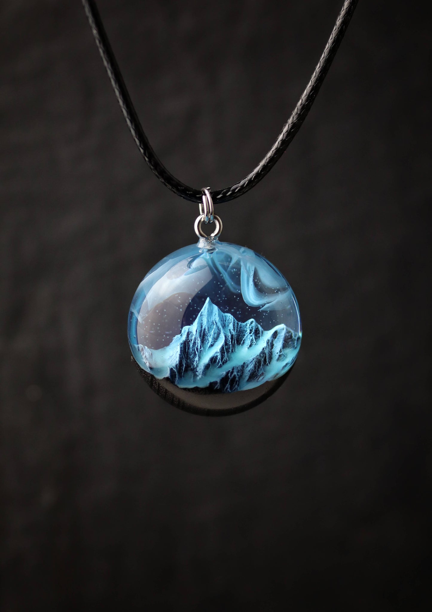 Handmade Wood Resin Mountain Pendant – Custom Glow Necklace Birthday Gift