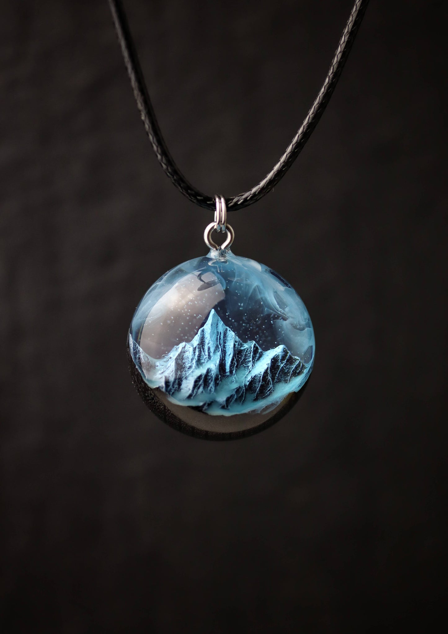 Handmade Wood Resin Mountain Pendant – Custom Glow Necklace Birthday Gift