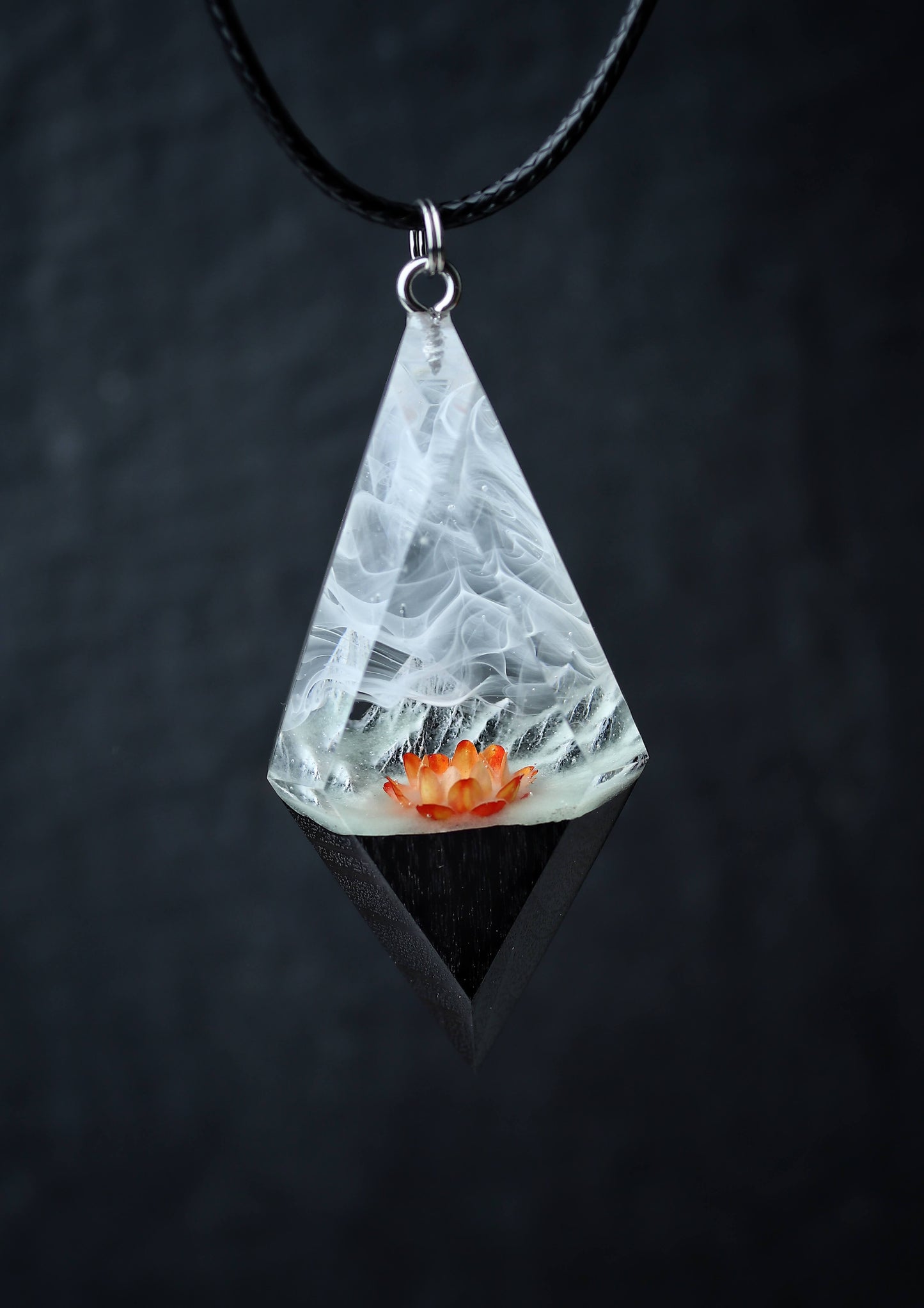 Mountain Panorama Red flower pendant
