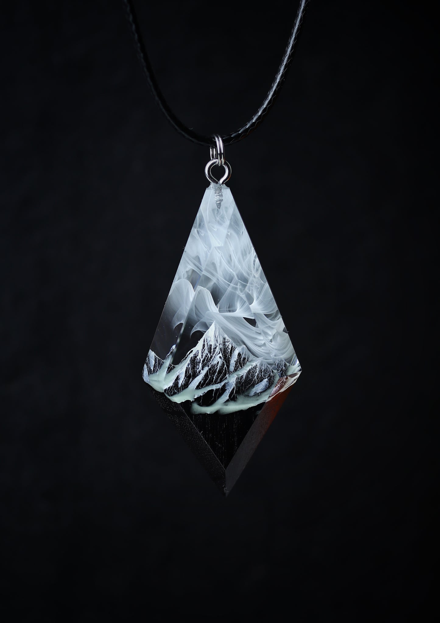 Epoxy resin and wood Mountain Pass pendant - Glow in the dark