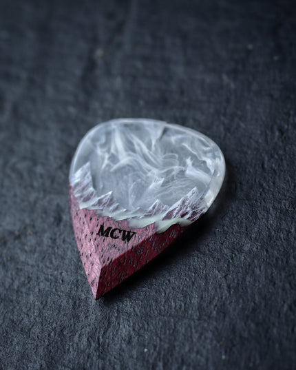 Epoxy resin and wood Amaranth White Mountain guitar pick