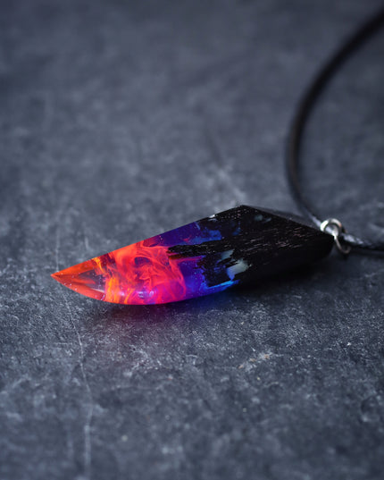 Epoxy resin and wood Nightfall Fang pendant