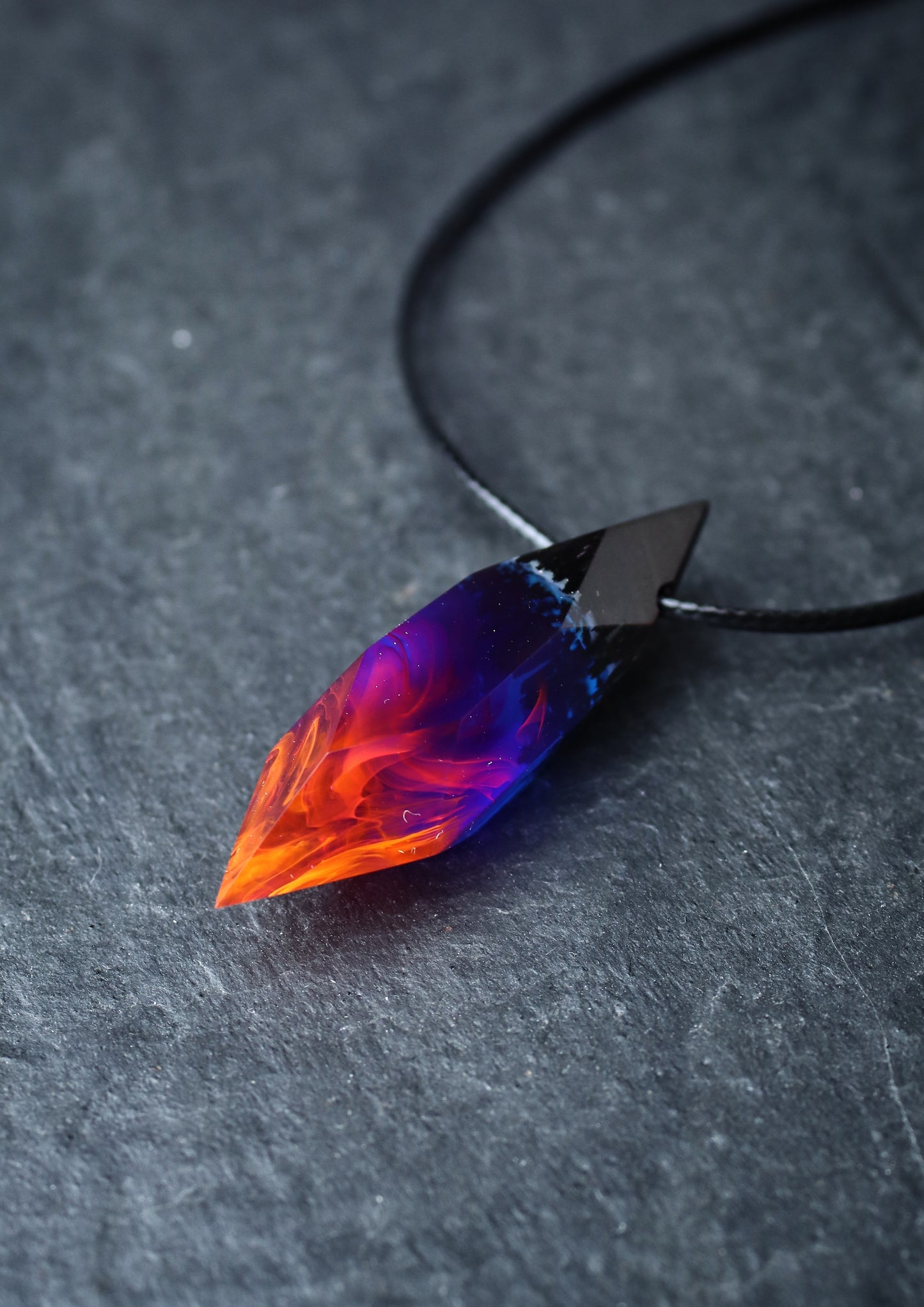 Epoxy resin and wood Nightfall Crystal pendant 2