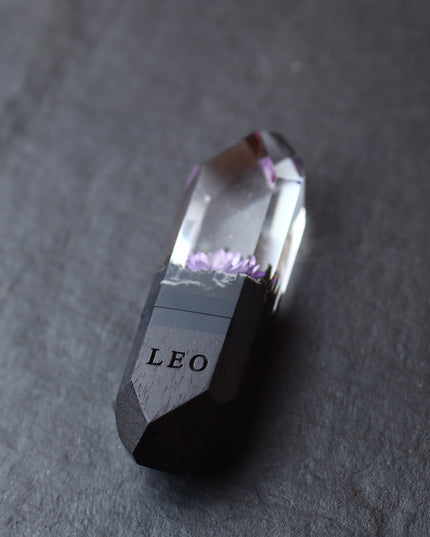 Epoxy resin and wood Purple flower Crystal USB