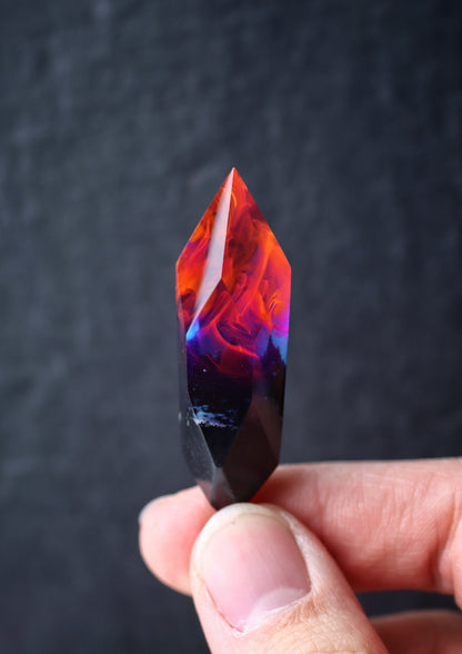 Epoxy resin and wood Nightfall Crystal pendant