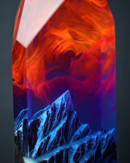 Epoxy resin and wood Nightfall Mountain Long pendant