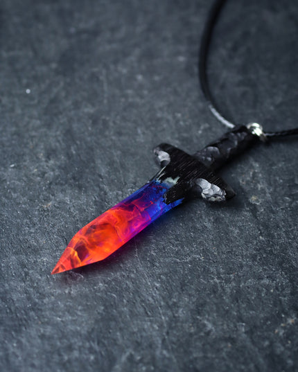 Epoxy resin and wood Nightfall Sword pendant