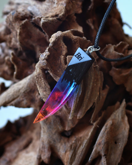 Epoxy resin and wood Nightfall Fang pendant
