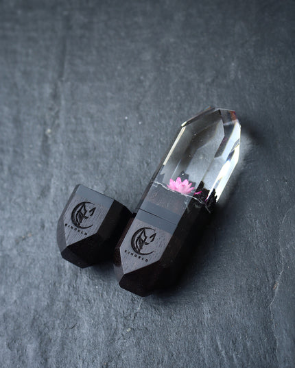 Epoxy resin and wood Pink flower Crystal USB