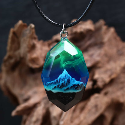 Emerald Aurora Mountain Faceted pendant