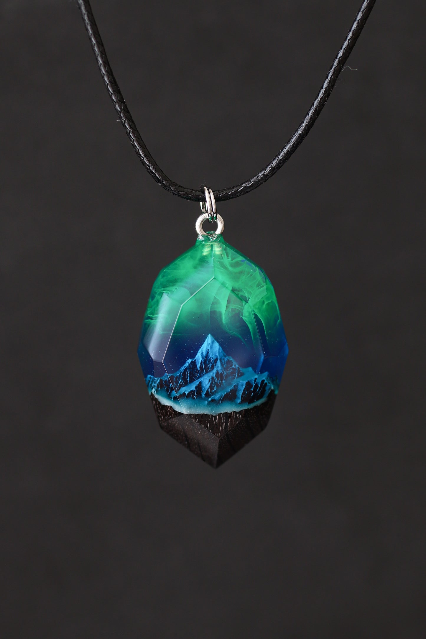 Emerald Aurora Mountain Faceted pendant