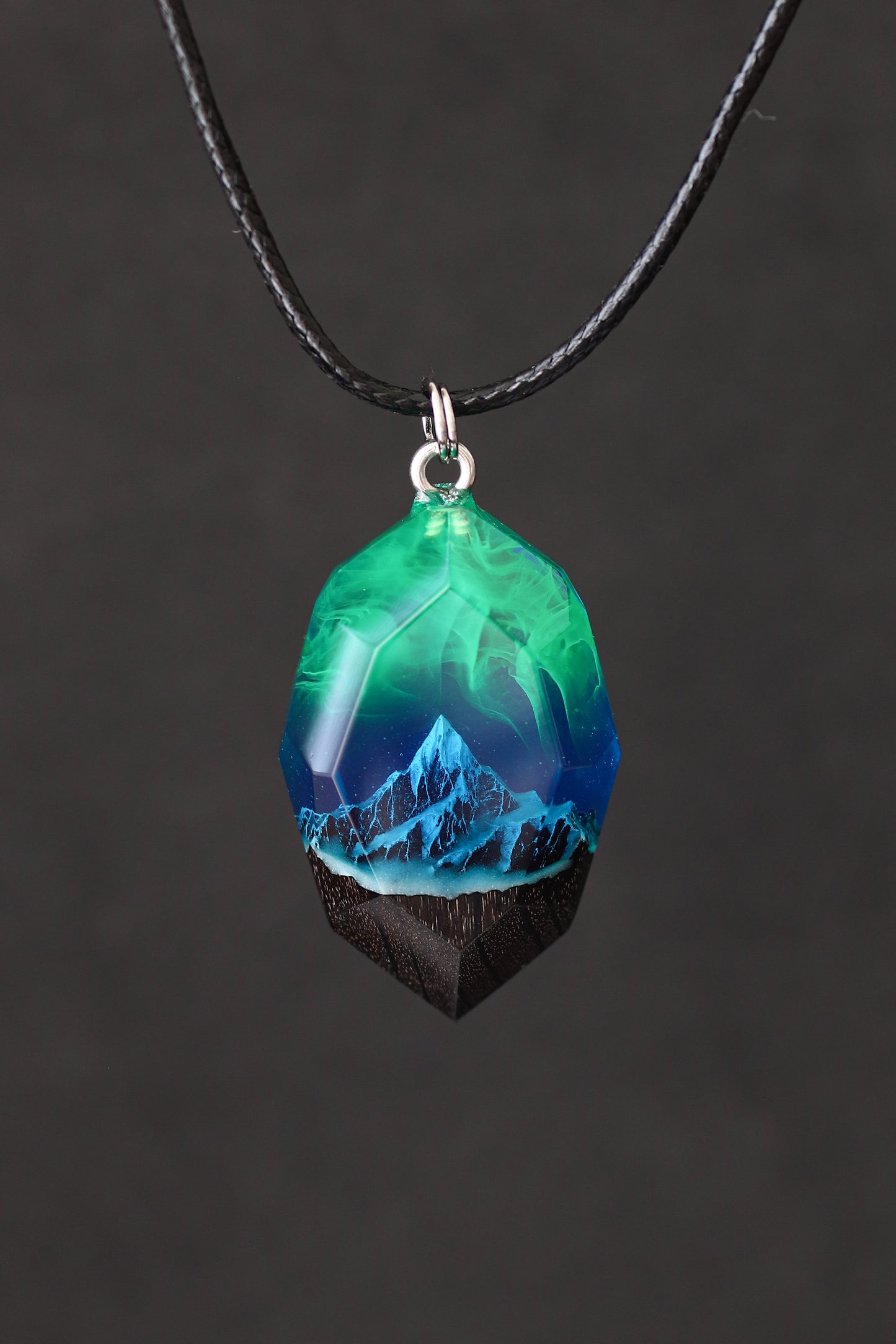 Emerald Aurora Mountain Faceted pendant