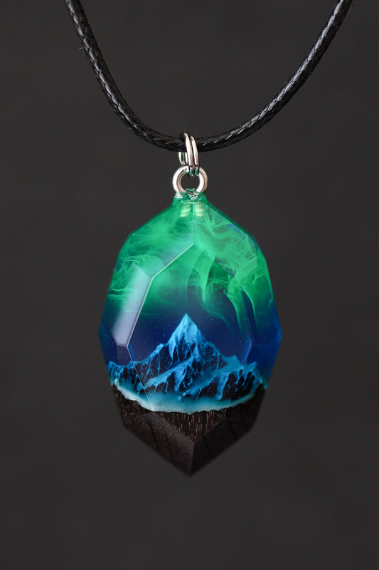 Emerald Aurora Mountain Faceted pendant