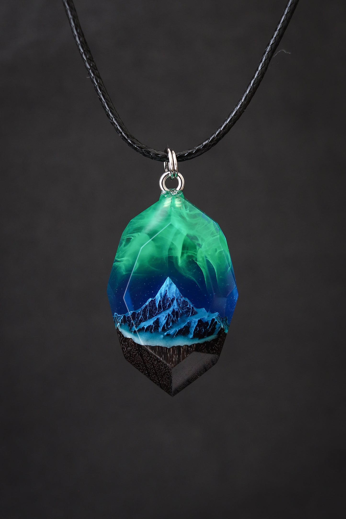 Emerald Aurora Mountain Faceted pendant