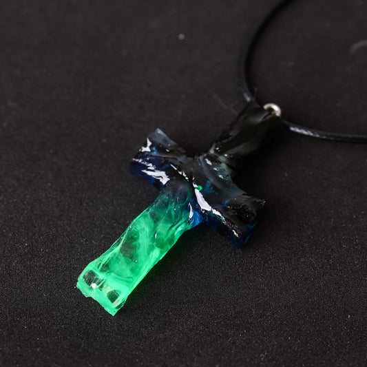 Emerald Aurora Cross pendant