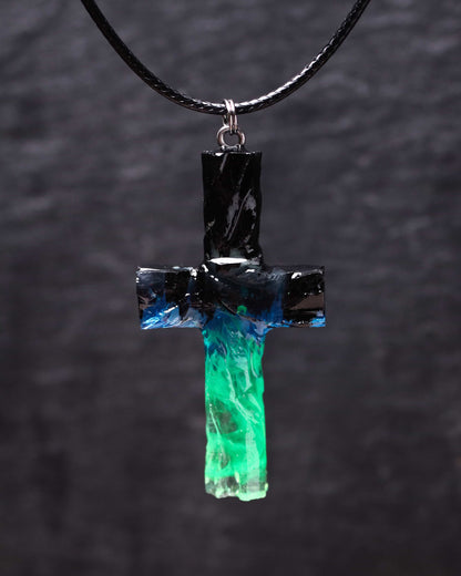 Emerald Aurora Cross pendant