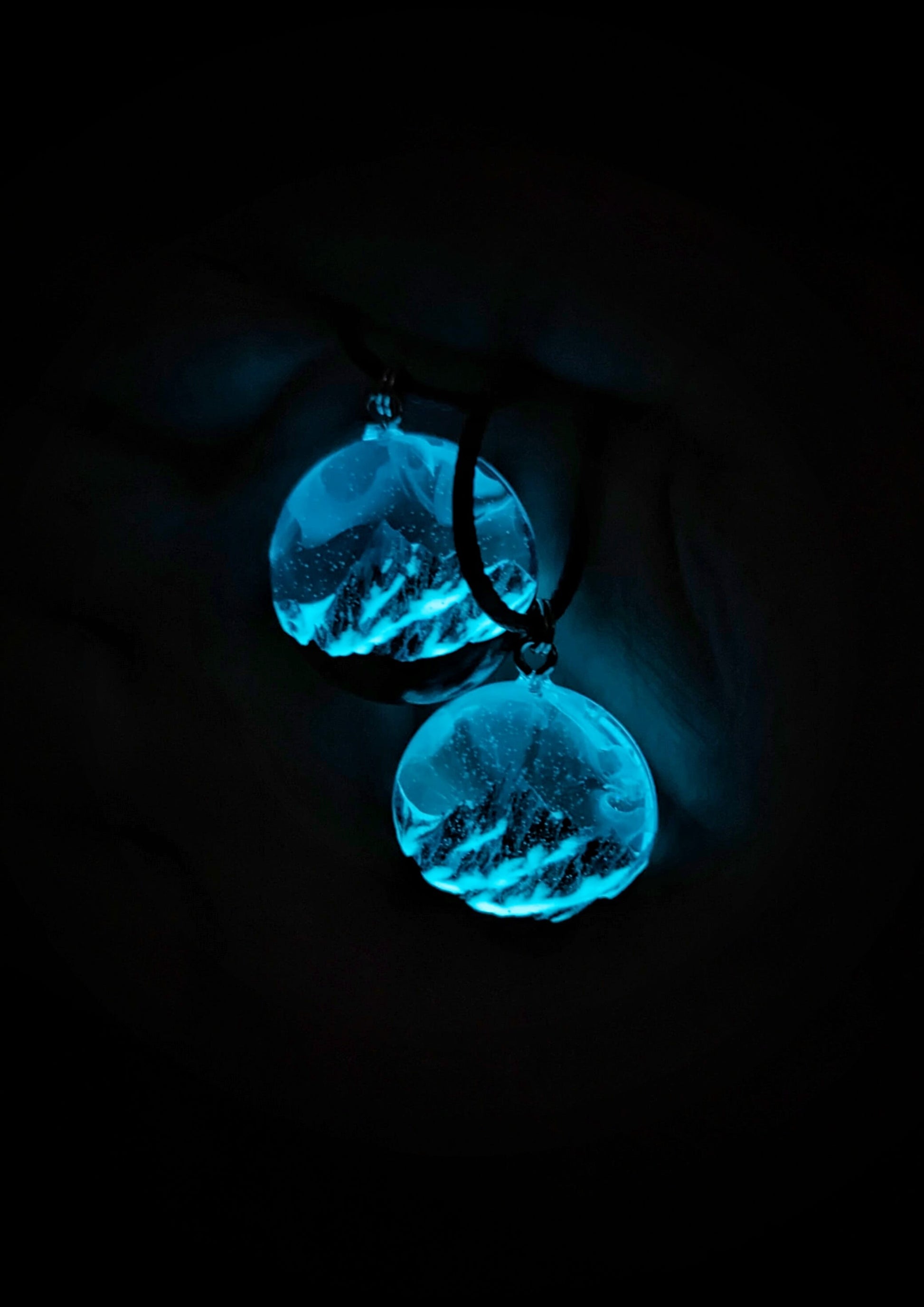 Handmade Wood Resin Mountain Pendant – Custom Glow Necklace Birthday Gift