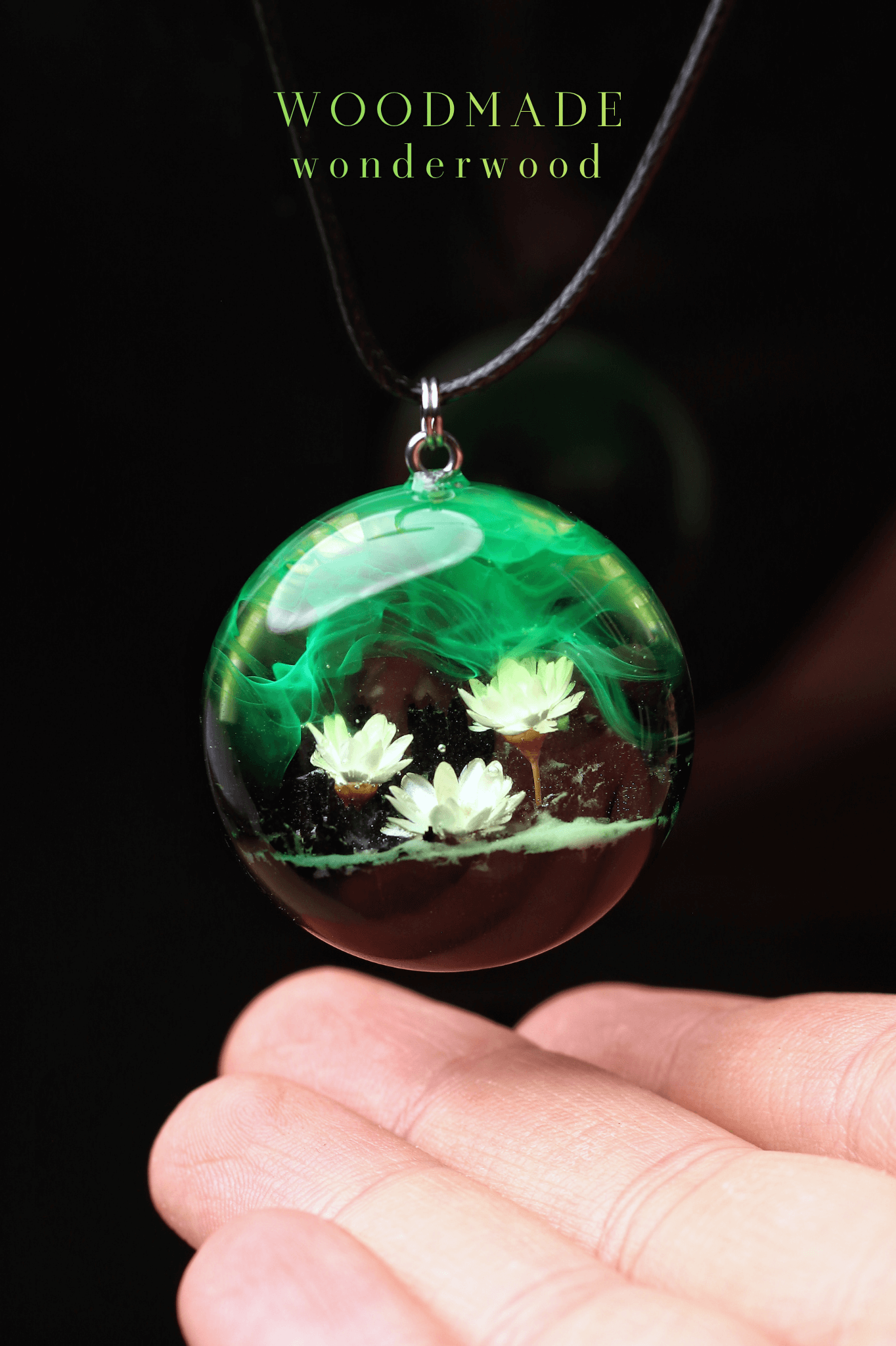 Green Flower Round pendant model 2