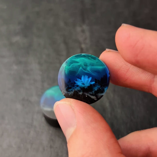 Wood Resin Floral Plug Earrings – Glow-in-Dark Gauges