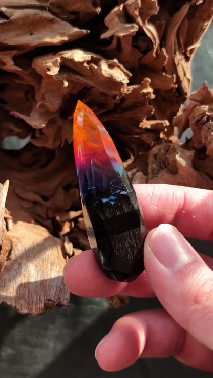 Epoxy resin and wood Nightfall Crystal USB