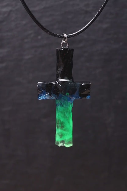 Emerald Aurora Cross pendant