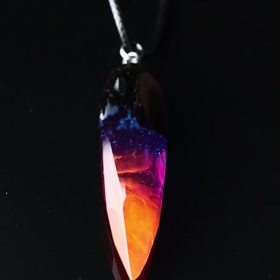 Wood Resin Nigtfall Crystal Pendant