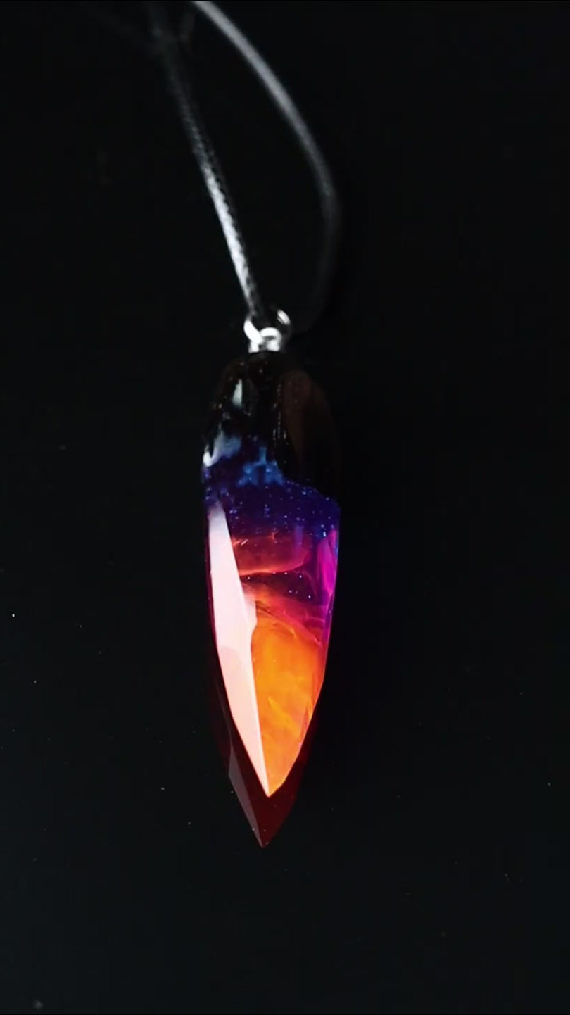 Wood Resin Nigtfall Crystal Pendant